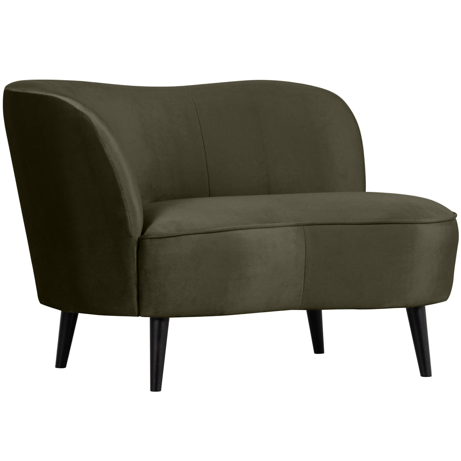 Sara Lounge Fauteuil Links Fluweel Warm Groen van WOOOD – Luxe comfort op maat van PureWonen. Vraag naar de beste prijs.
