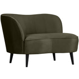 Sara Lounge Fauteuil Links Fluweel Warm Groen van WOOOD – Luxe comfort op maat van PureWonen. Vraag naar de beste prijs.