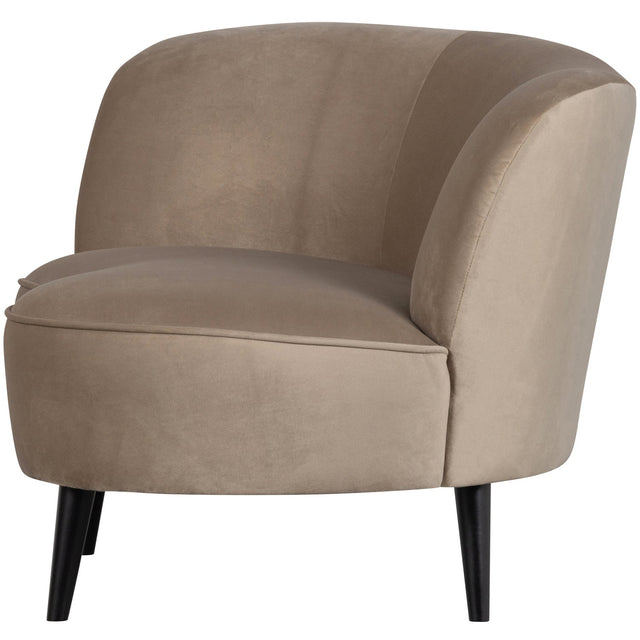 Sara Lounge Fauteuil Links Fluweel Khaki van WOOOD – Luxe comfort op maat van PureWonen. Vraag naar de beste prijs.