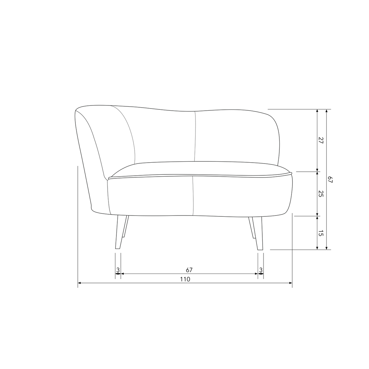Sara Lounge Fauteuil Links Fluweel Khaki van WOOOD – Luxe comfort op maat van PureWonen. Vraag naar de beste prijs.