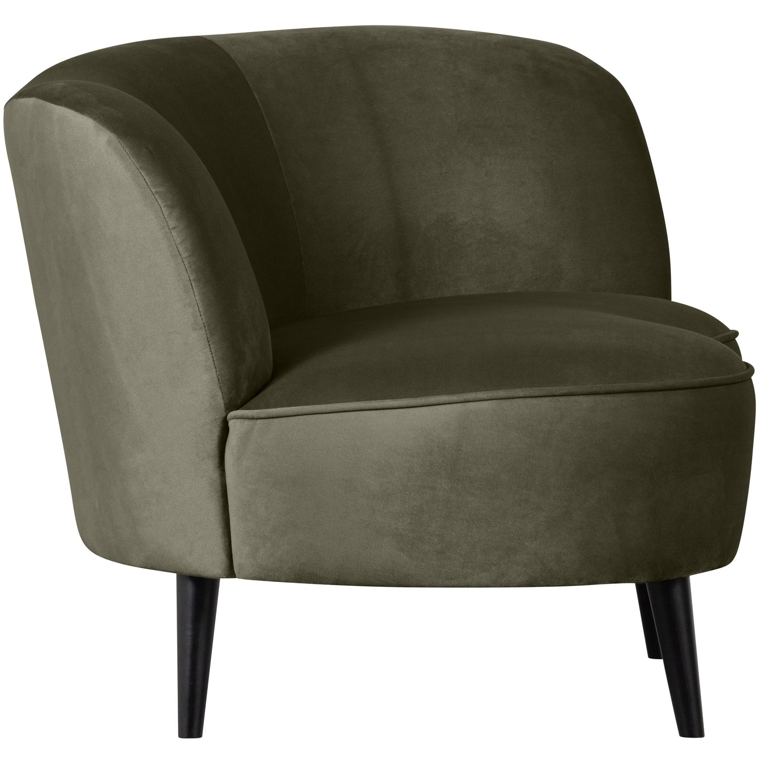 Sara Lounge Fauteuil Rechts Fluweel Warm Groen van WOOOD – Luxe comfort op maat van PureWonen. Vraag naar de beste prijs.