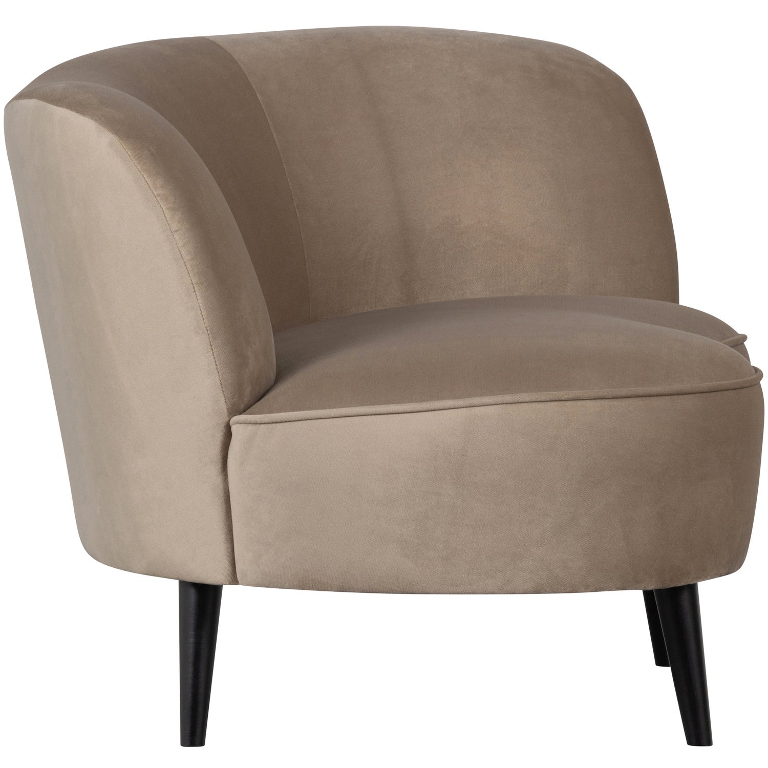 Sara Lounge Fauteuil Rechts Fluweel Khaki van WOOOD – Luxe comfort op maat van PureWonen. Vraag naar de beste prijs.