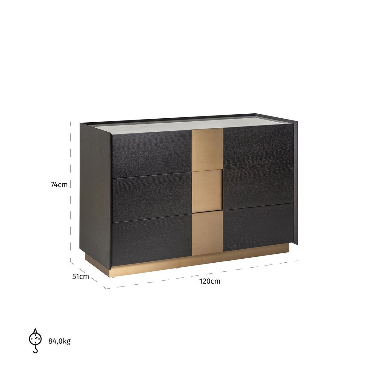 Dressoir Bedford 3-laden (Charcoal) van Richmond Interiors - laagste prijs offerte van PureWonen