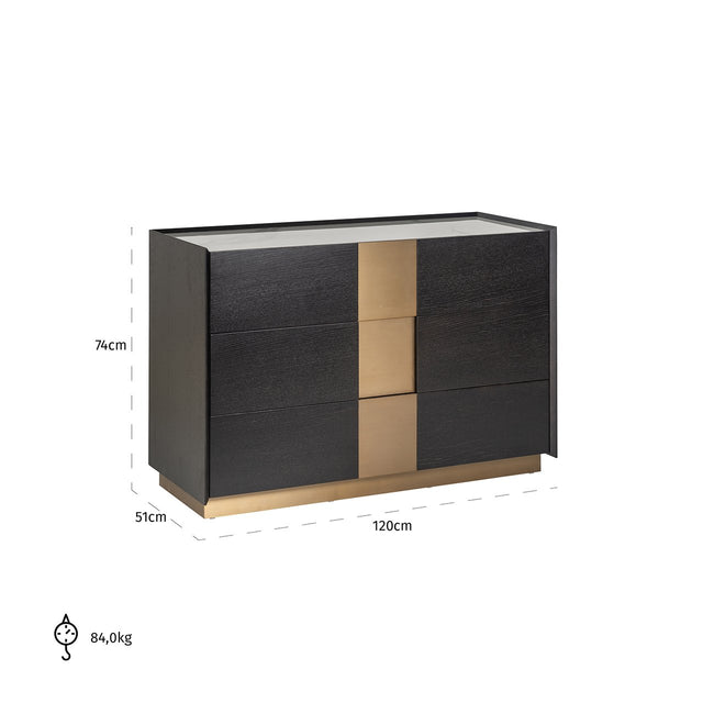 Dressoir Bedford 3-laden (Charcoal) van Richmond Interiors - laagste prijs offerte van PureWonen