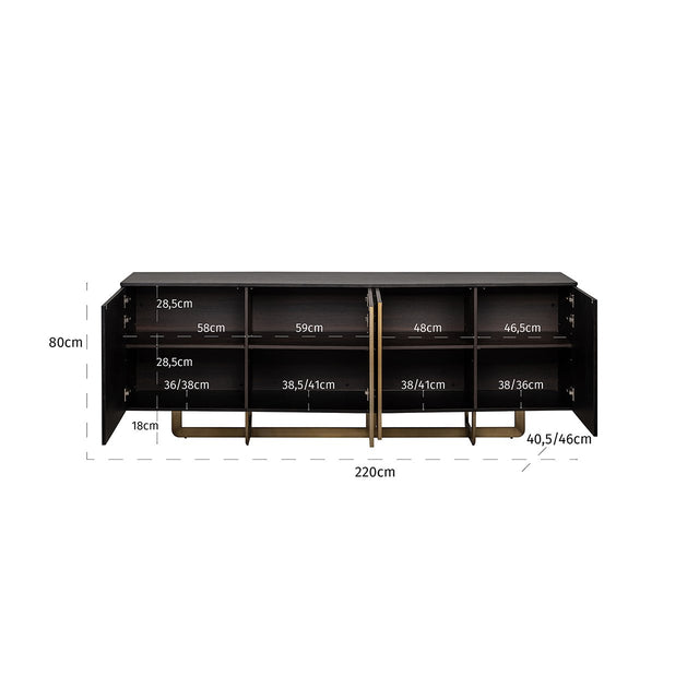 Dressoir Dax 4-deuren (Charcoal) van Richmond Interiors – Luxe comfort op maat van PureWonen. Vraag naar de beste prijs.
