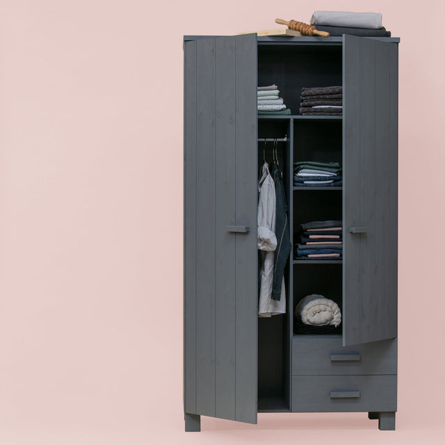 Dennis Kast Met Laden Grenen Steel Grey Geborsteld [Fsc] van WOOOD – Luxe comfort op maat van PureWonen. Vraag naar de beste prijs.