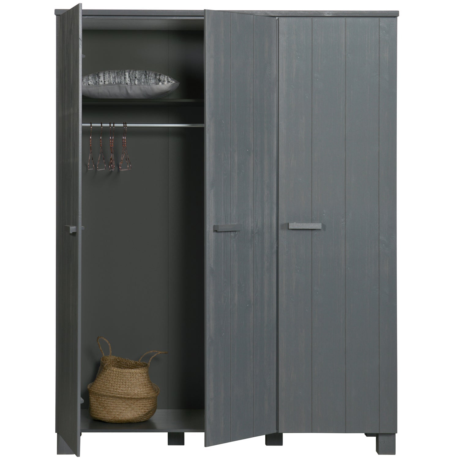 Dennis 3 Deurs Kast Grenen Steel Grey Geborsteld [Fsc] van WOOOD – Luxe comfort op maat van PureWonen. Vraag naar de beste prijs.
