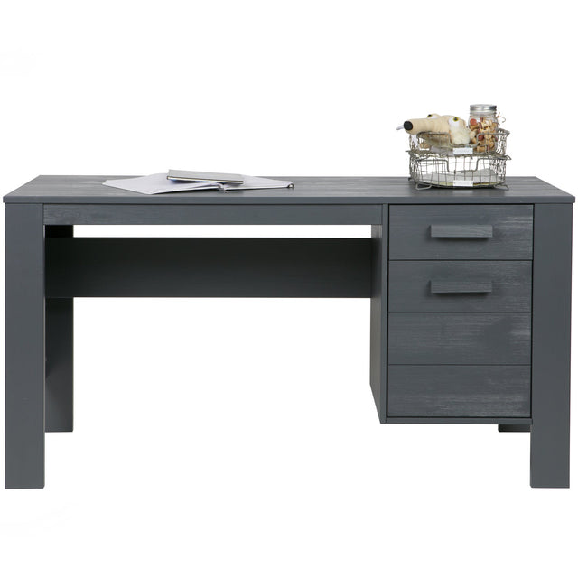 Dennis Bureau Grenen Steel Grey Geborsteld [Fsc] van WOOOD – Luxe comfort op maat van PureWonen. Vraag naar de beste prijs.