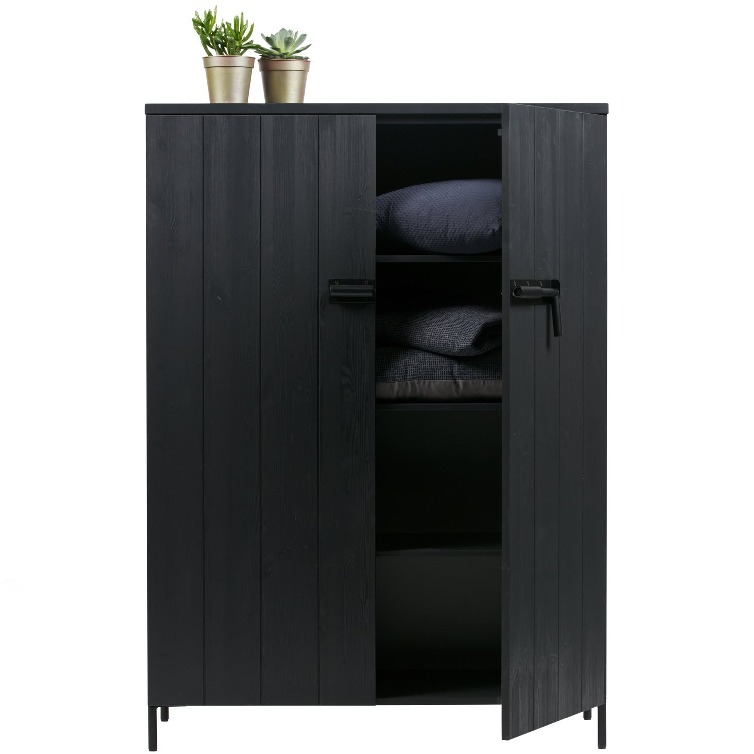 Bruut 2 Drs Kast Grenen Geborsteld Diepzwart [Fsc] van WOOOD – Luxe comfort op maat van PureWonen. Vraag naar de beste prijs.