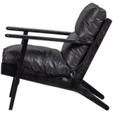 Houston Fauteuil Leer/Hout Zwart