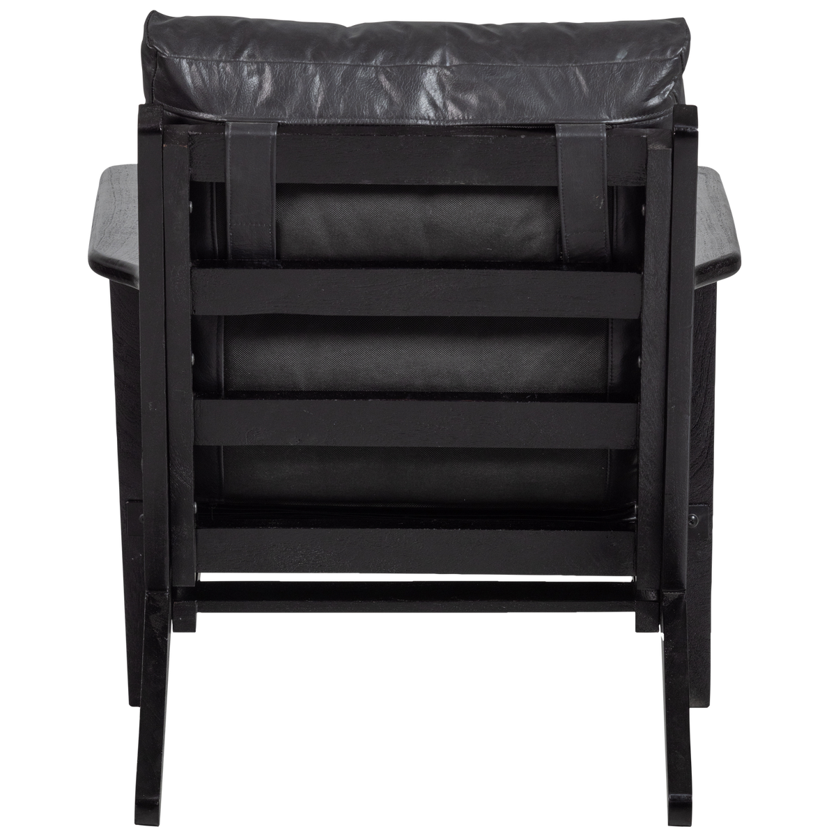 Houston Fauteuil Leer/Hout Zwart