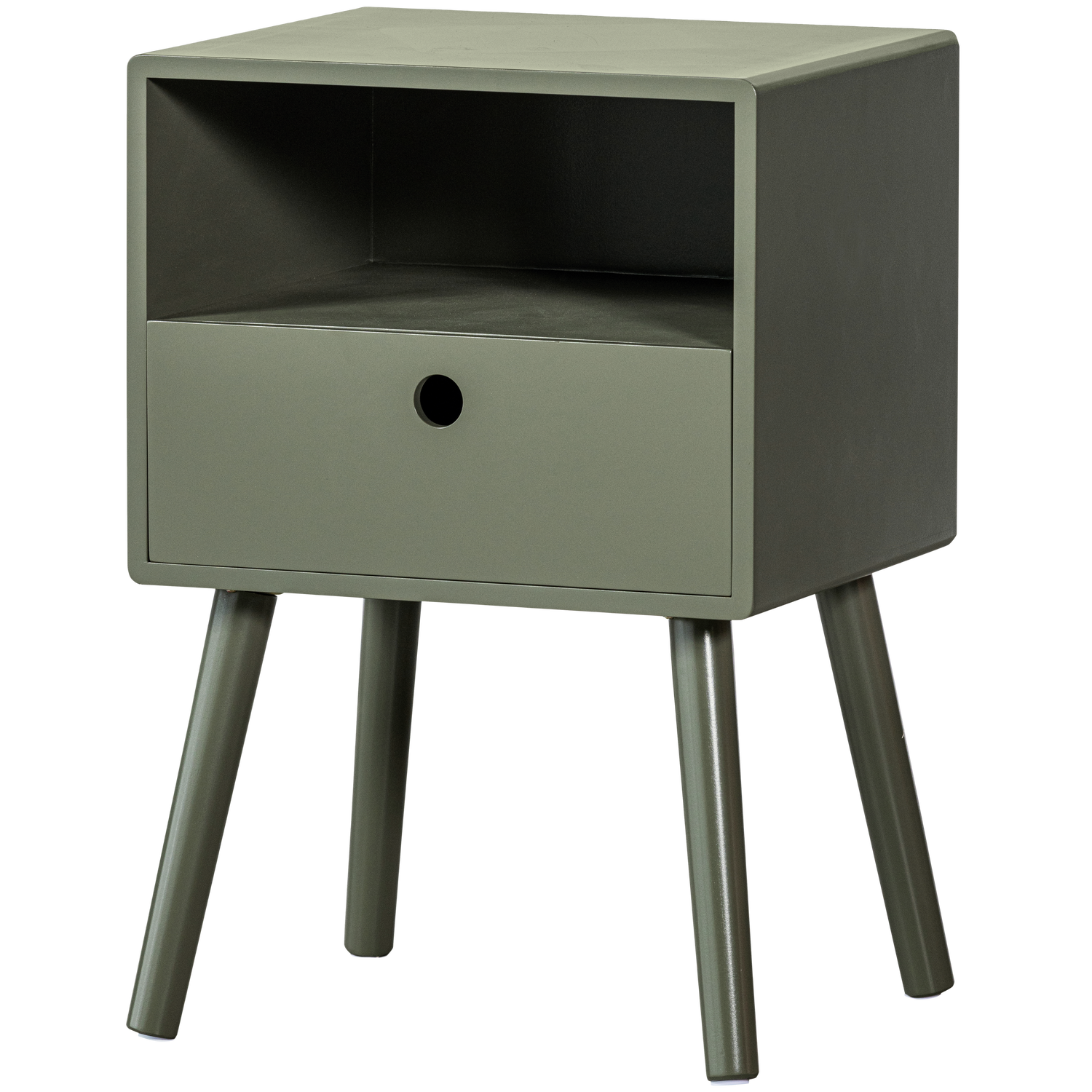 Ozzy Nachtkastje Hout Warm Groen van WOOOD – Luxe comfort op maat van PureWonen. Vraag naar de beste prijs.