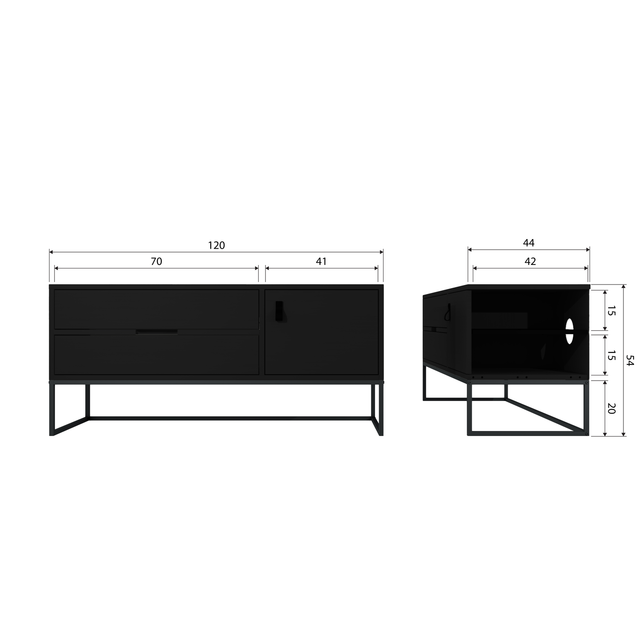 Silas Tv Meubel 120 Cm Essen Blacknight [Fsc] van WOOOD – Luxe comfort op maat van PureWonen. Vraag naar de beste prijs.