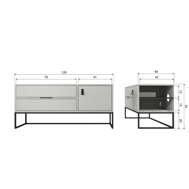 Silas Tv Meubel 120 Cm Grenen Dust [Fsc] van WOOOD – Luxe comfort op maat van PureWonen. Vraag naar de beste prijs.