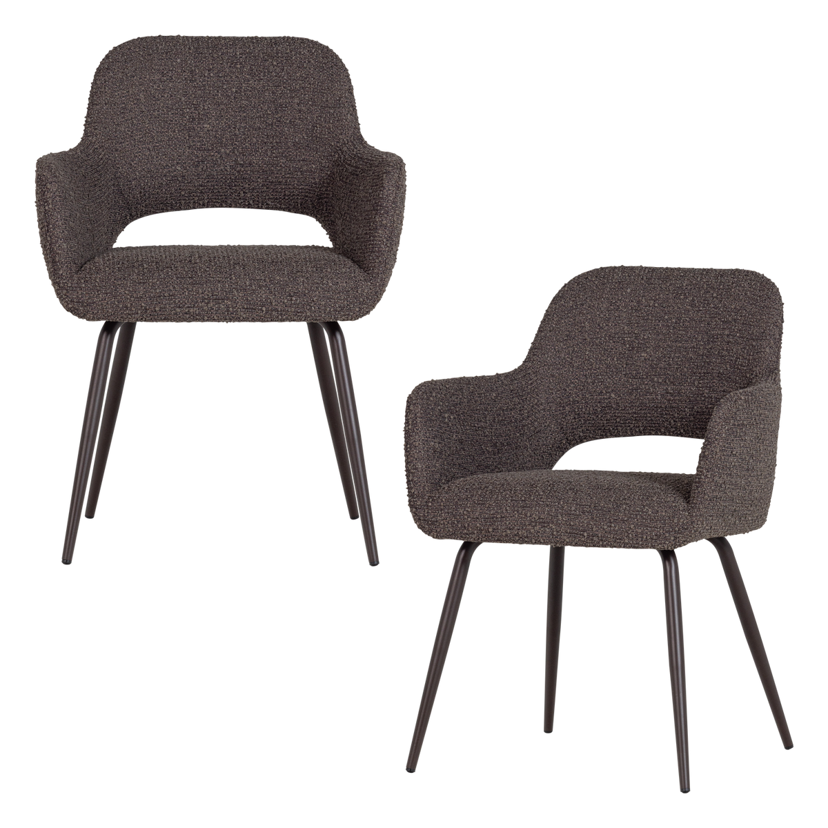 Jenny Eetkamerstoel Boucle Bruin Melange Set Van 2 [Fsc]