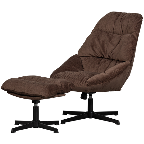 Yaro Draaibare Fauteuil Met Hocker Espresso van WOOOD – Luxe comfort op maat van PureWonen. Vraag naar de beste prijs.