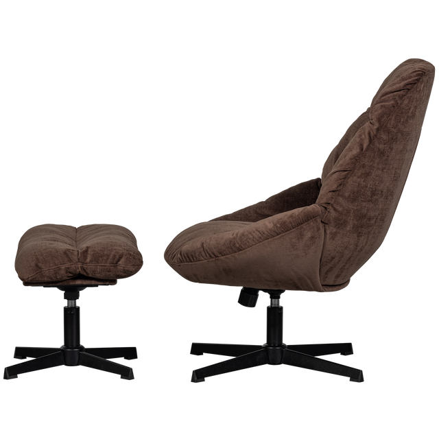 Yaro Draaibare Fauteuil Met Hocker Espresso van WOOOD – Luxe comfort op maat van PureWonen. Vraag naar de beste prijs.