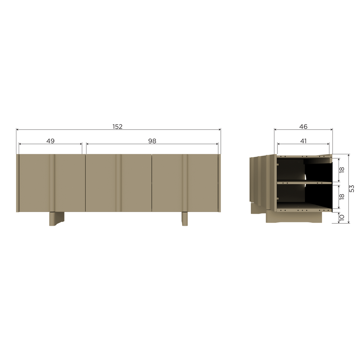 Basu Tv Meubel 152 Cm Grenen Moss [Fsc]
