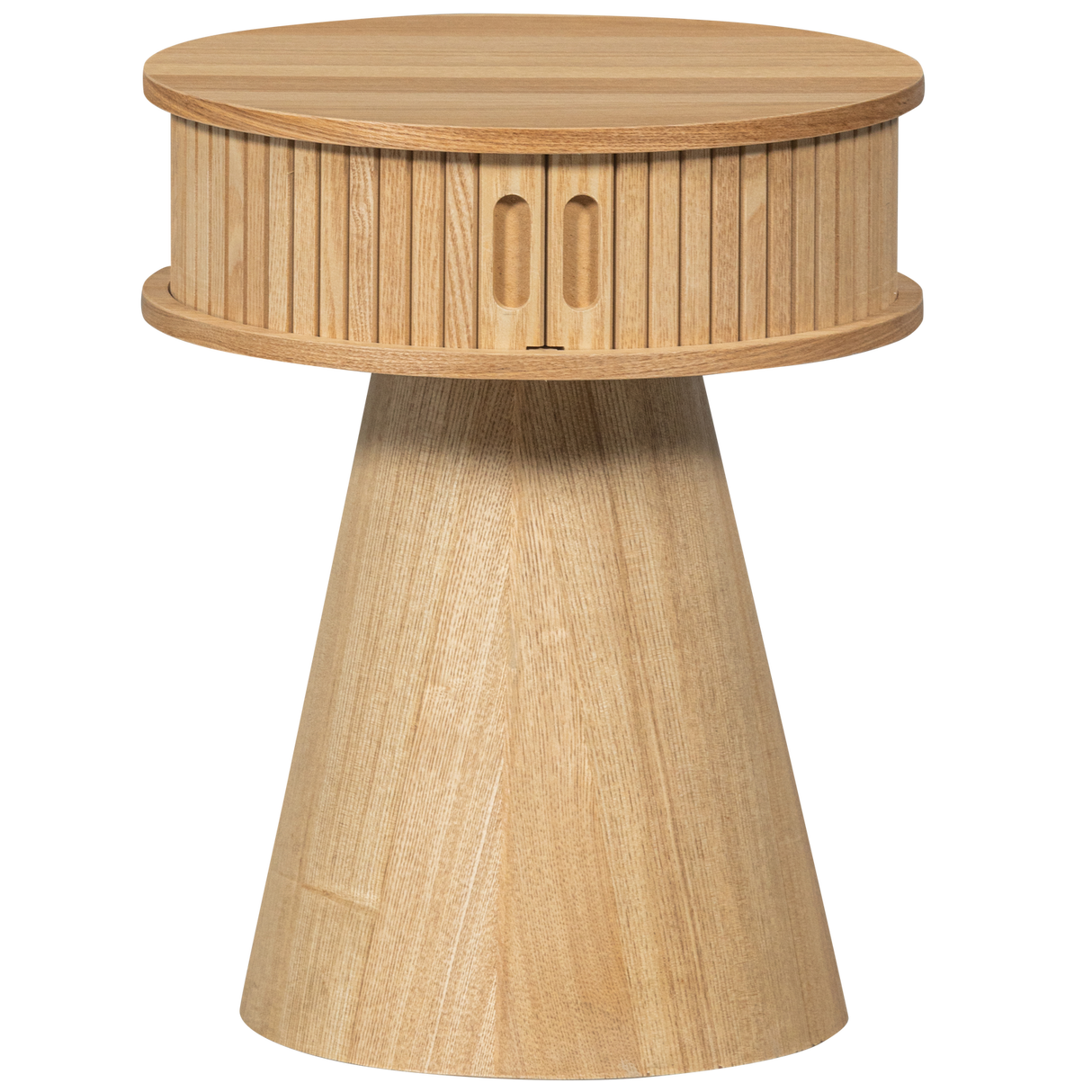 Karri Nachtkastje Rond Hout Naturel