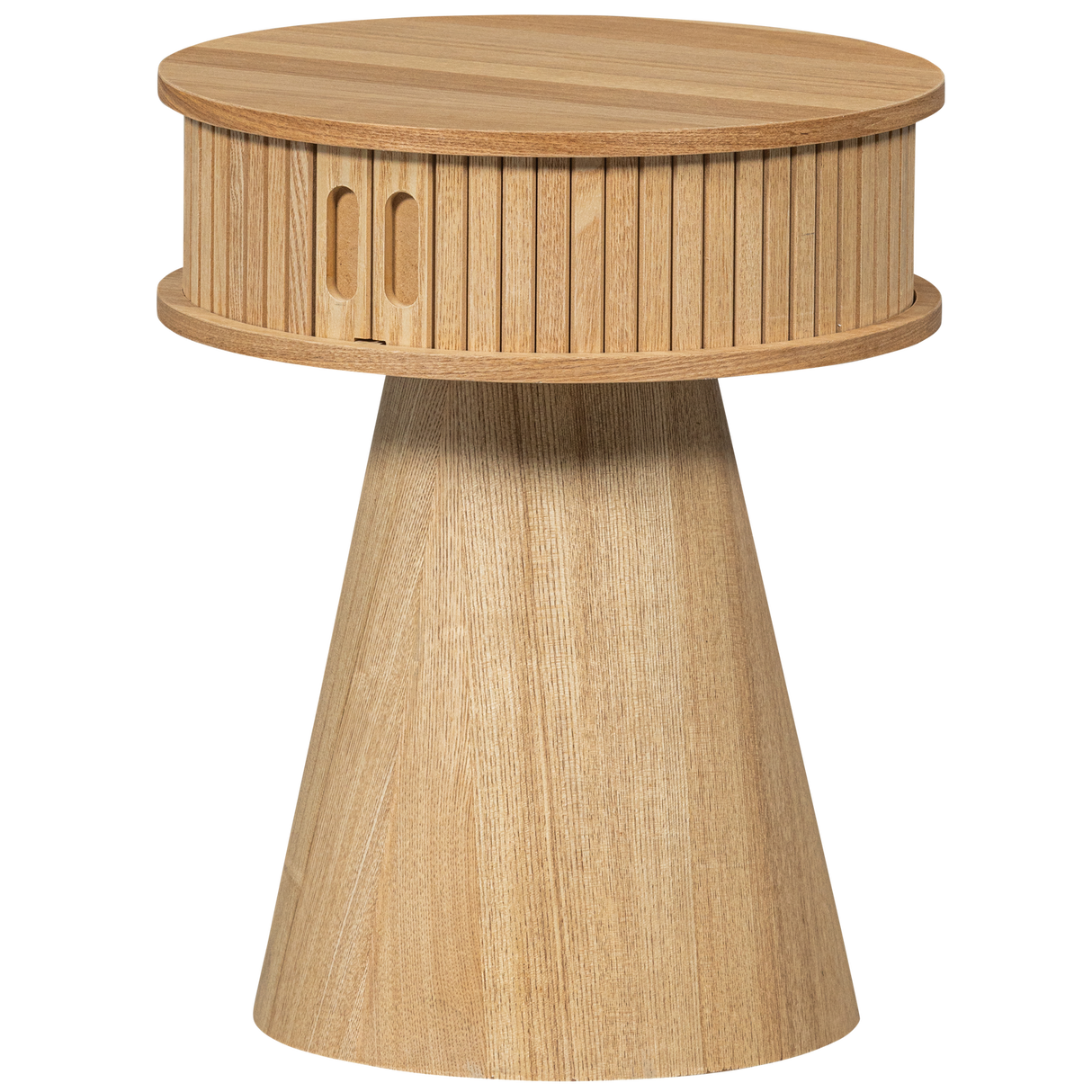 Karri Nachtkastje Rond Hout Naturel