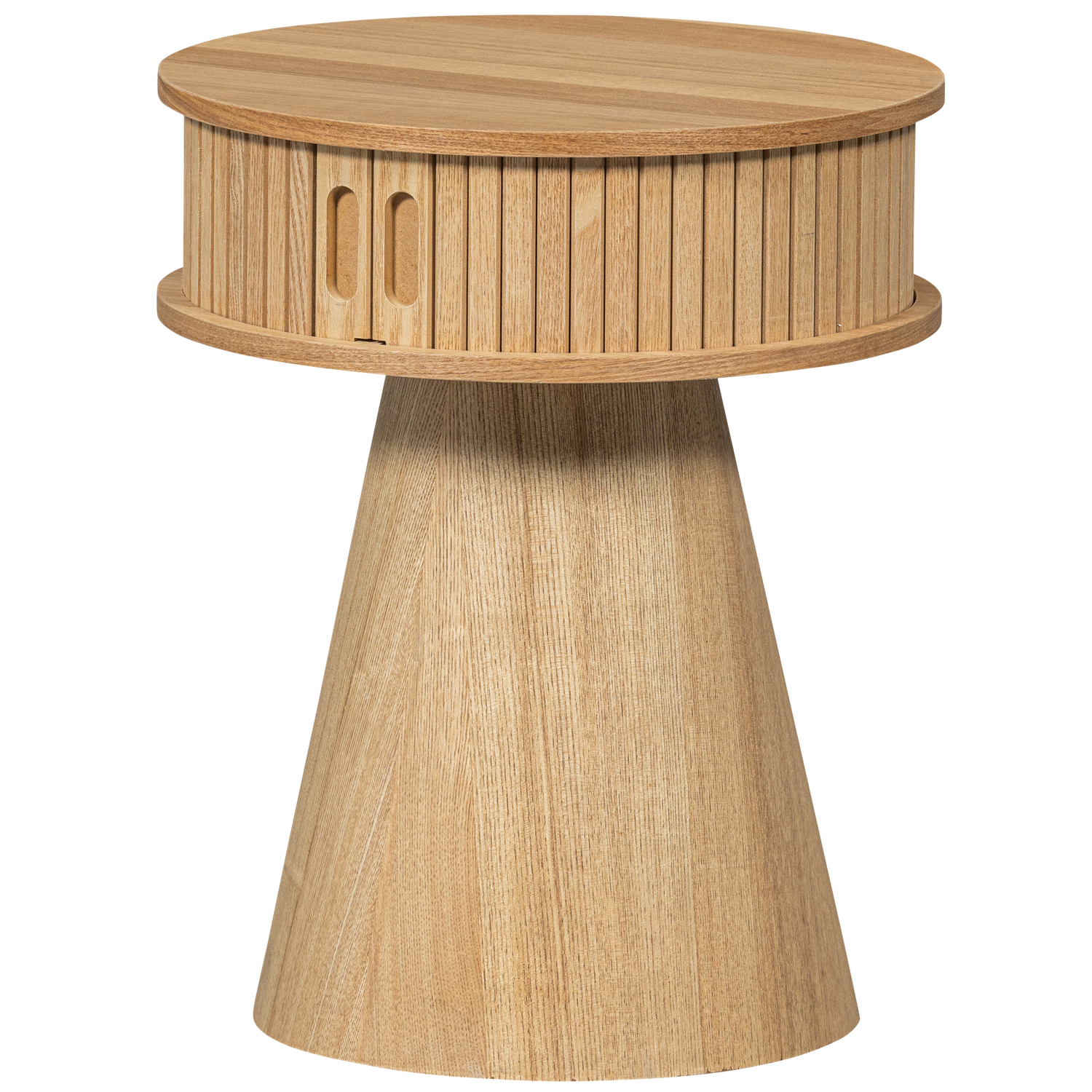 Karri Nachtkastje Rond Hout Naturel