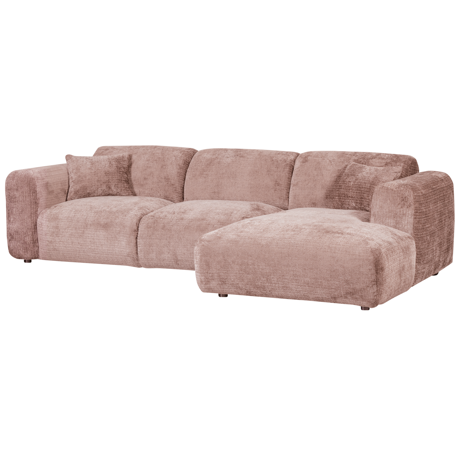 Cloud Chaise Longue Bank Rechts Chenille Taupe/Roze