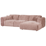 Cloud Chaise Longue Bank Rechts Chenille Taupe/Roze