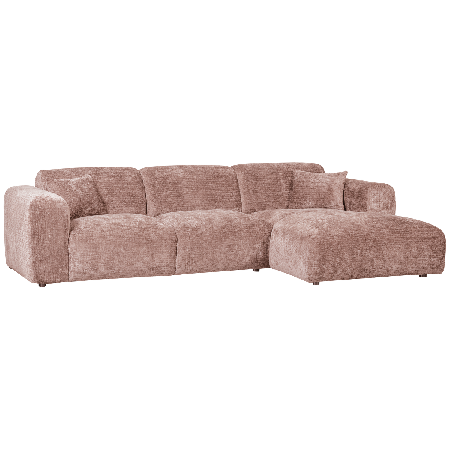 Cloud Chaise Longue Bank Rechts Chenille Taupe/Roze