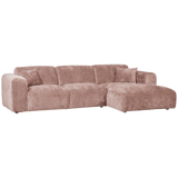 Cloud Chaise Longue Bank Rechts Chenille Taupe/Roze