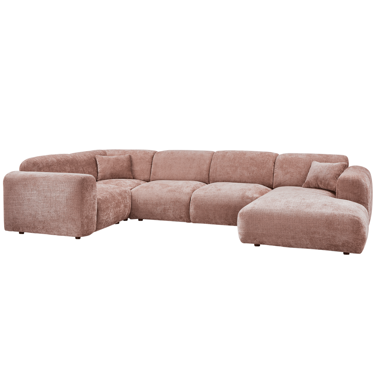 Cloud Hoekbank Links Geweven Chenille Taupe/Roze