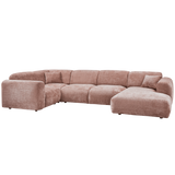 Cloud Hoekbank Links Geweven Chenille Taupe/Roze