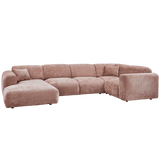 Cloud Hoekbank Rechts Geweven Chenille Taupe/Roze
