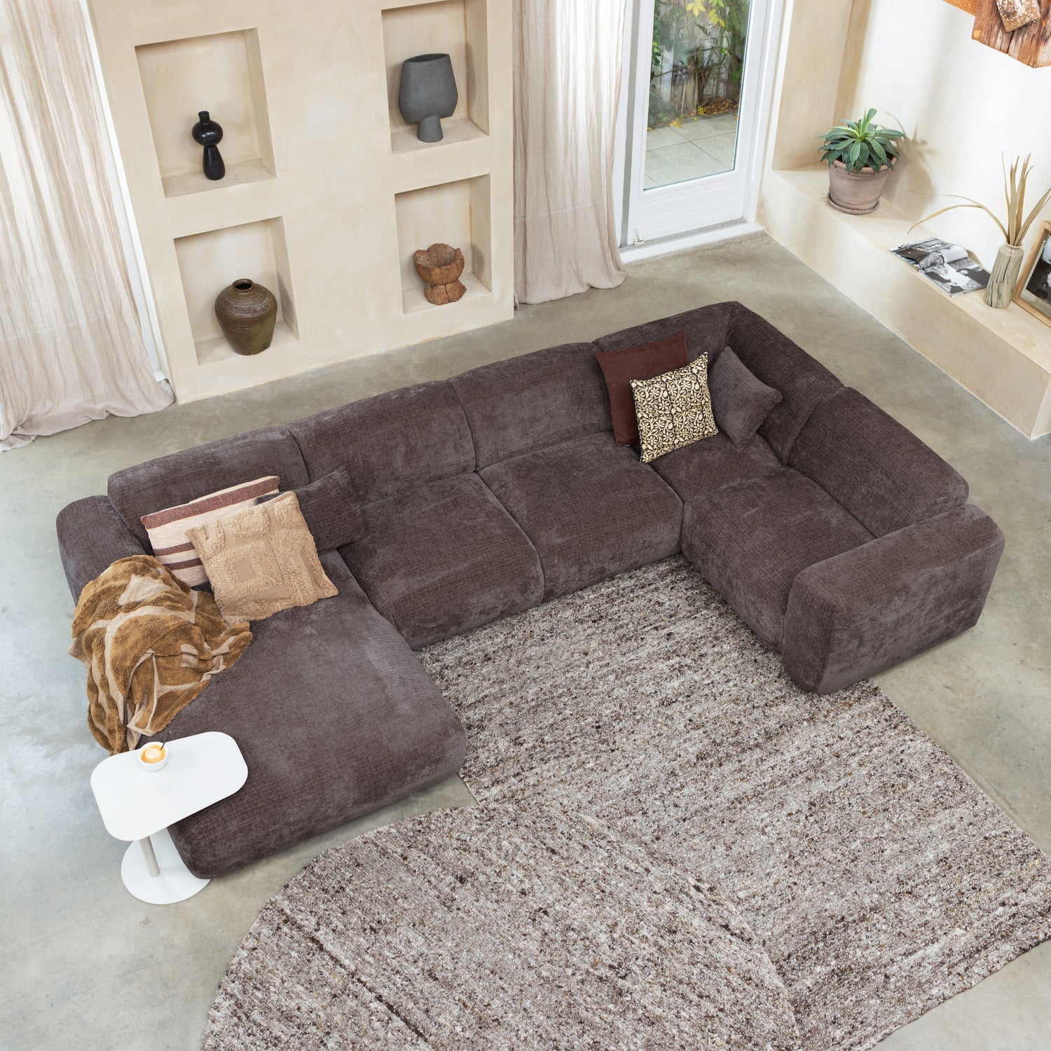 Cloud Hoekbank Rechts Geweven Chenille Warm Bruin