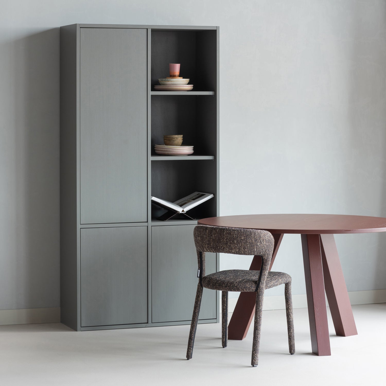 Rhonda Eettafel O129 Cm Eiken Bordeauxrood [Fsc]