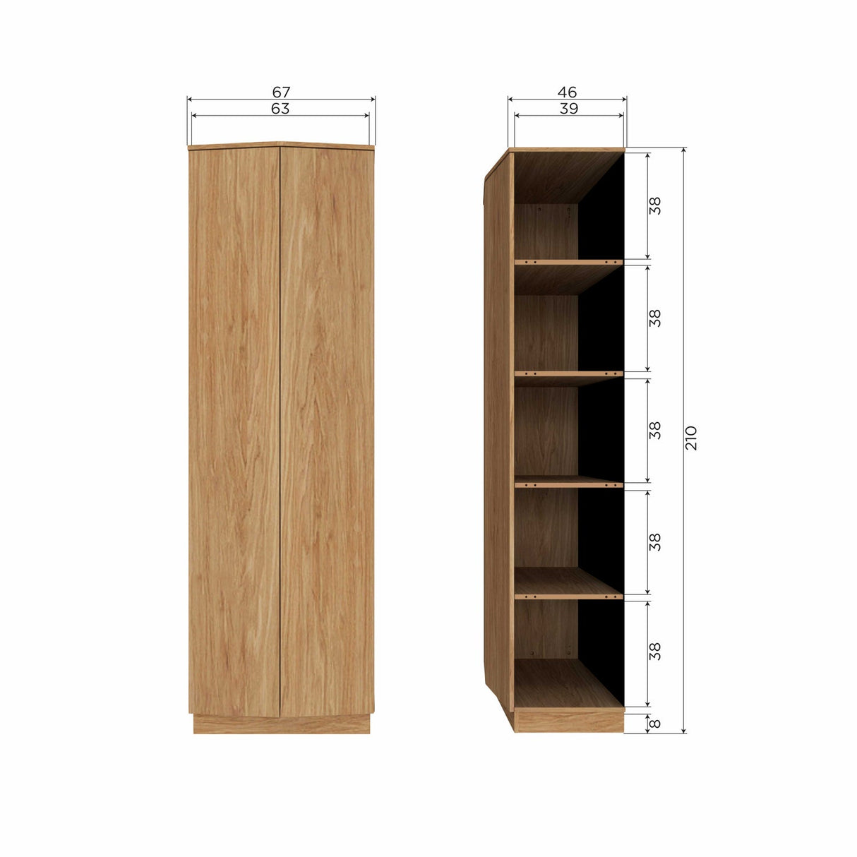 Zuma Hoge Kast 67 Cm Eiken Fineer Transparant [Fsc]