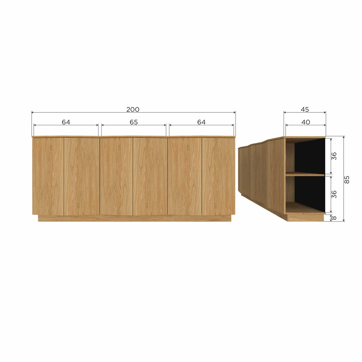 Zuma Dressoir 200 Cm Eiken Fineer Transparant [Fsc]