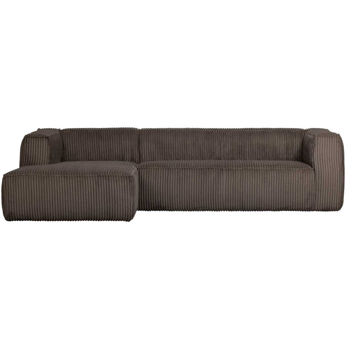 Bean Hoekbank Links Grove Ribstof Mud van WOOOD – Luxe comfort op maat van PureWonen. Vraag naar de beste prijs.