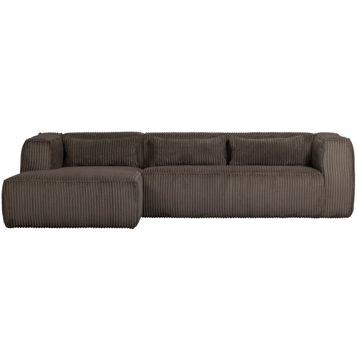 Bean Hoekbank Links Grove Ribstof Mud van WOOOD – Luxe comfort op maat van PureWonen. Vraag naar de beste prijs.