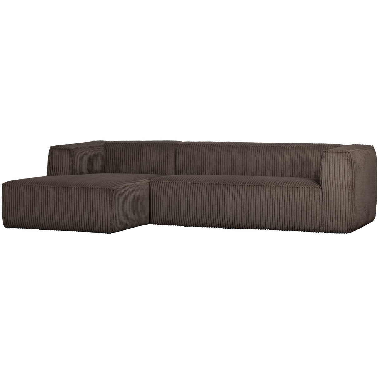 Bean Hoekbank Links Grove Ribstof Mud van WOOOD – Luxe comfort op maat van PureWonen. Vraag naar de beste prijs.