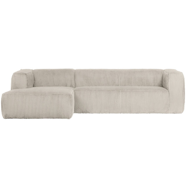 Bean Hoekbank Links Grove Ribstof Naturel van WOOOD – Luxe comfort op maat van PureWonen. Vraag naar de beste prijs.