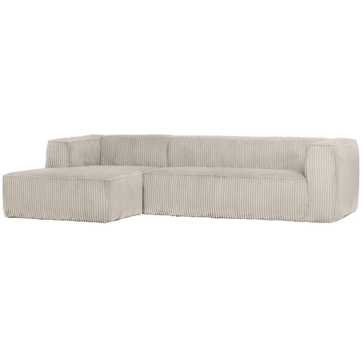Bean Hoekbank Links Grove Ribstof Naturel van WOOOD – Luxe comfort op maat van PureWonen. Vraag naar de beste prijs.