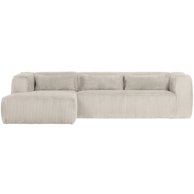Bean Hoekbank Links Grove Ribstof Naturel van WOOOD – Luxe comfort op maat van PureWonen. Vraag naar de beste prijs.