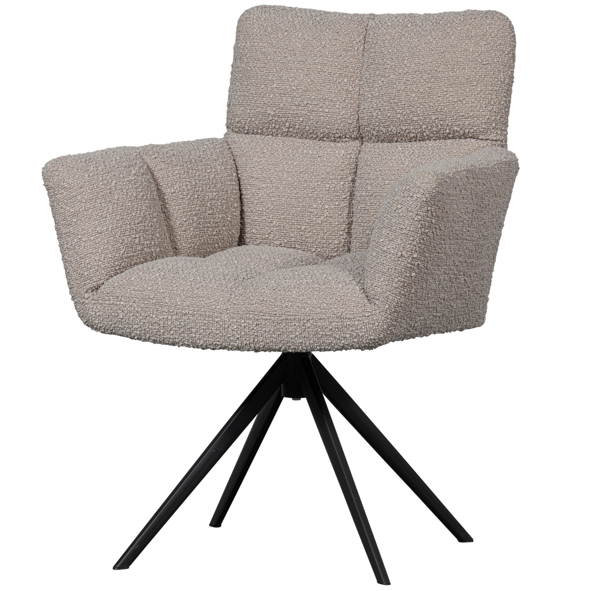 Vinny Draaistoel Met Armleuning Boucle Zand van WOOOD – Luxe comfort op maat van PureWonen. Vraag naar de beste prijs.