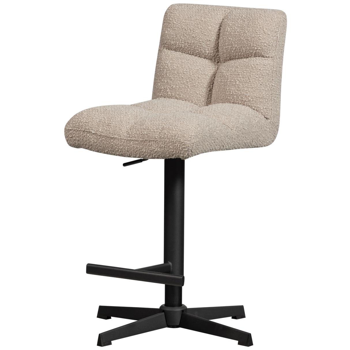 Vinny Draaibare Barstoel Boucle Zand van WOOOD – Luxe comfort op maat van PureWonen. Vraag naar de beste prijs.