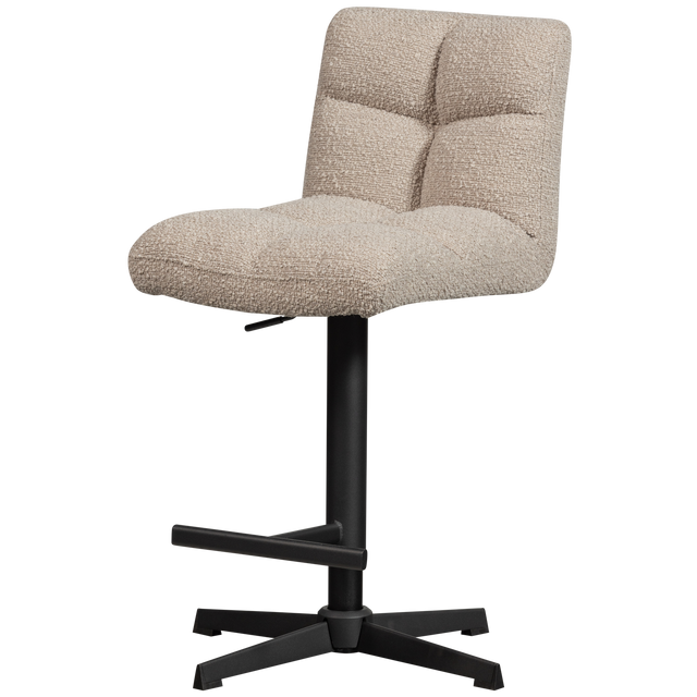 Vinny Draaibare Barstoel Boucle Zand van WOOOD – Luxe comfort op maat van PureWonen. Vraag naar de beste prijs.