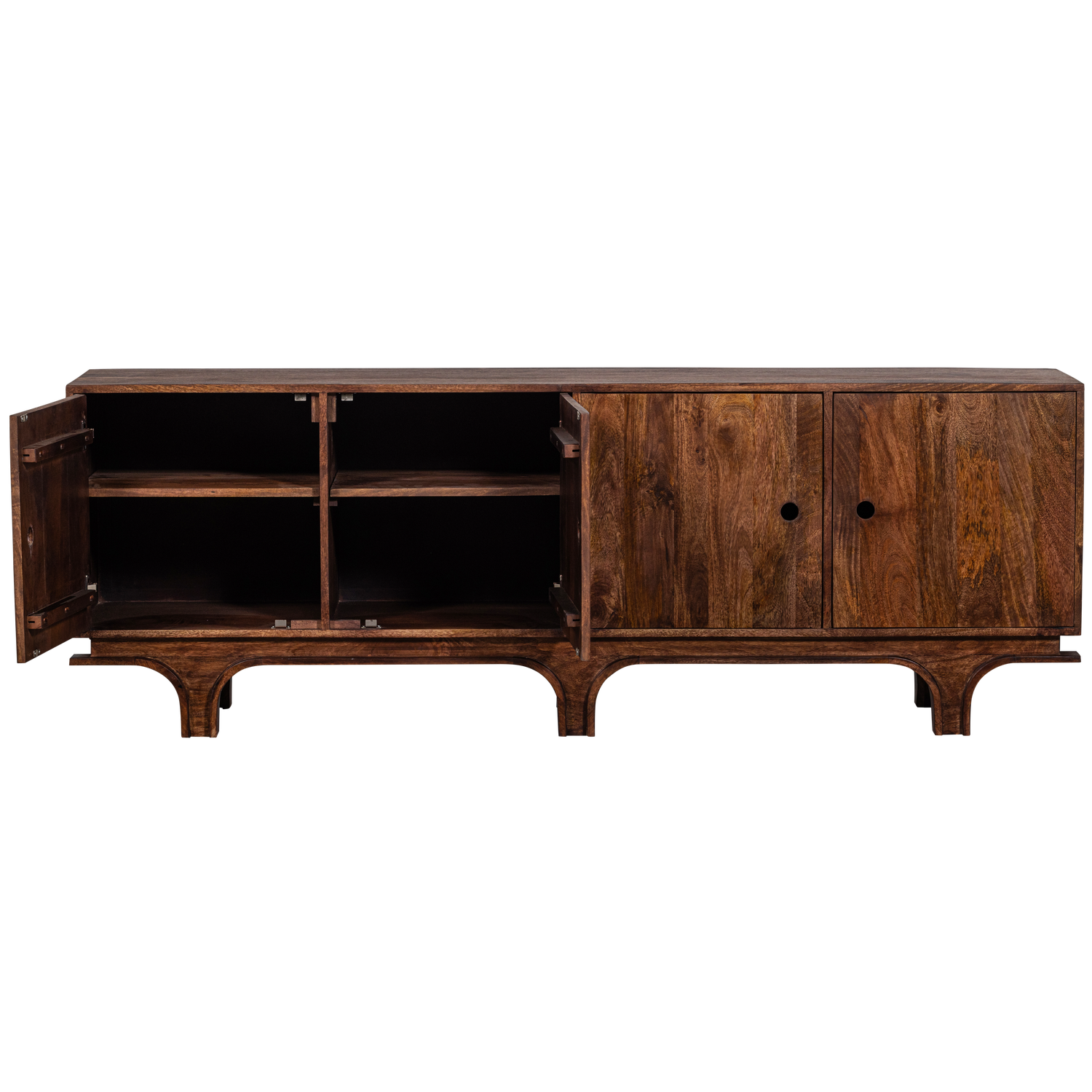 Staes Dressoir 4 Deurs Mango Hout Walnoot van WOOOD – Luxe comfort op maat van PureWonen. Vraag naar de beste prijs.