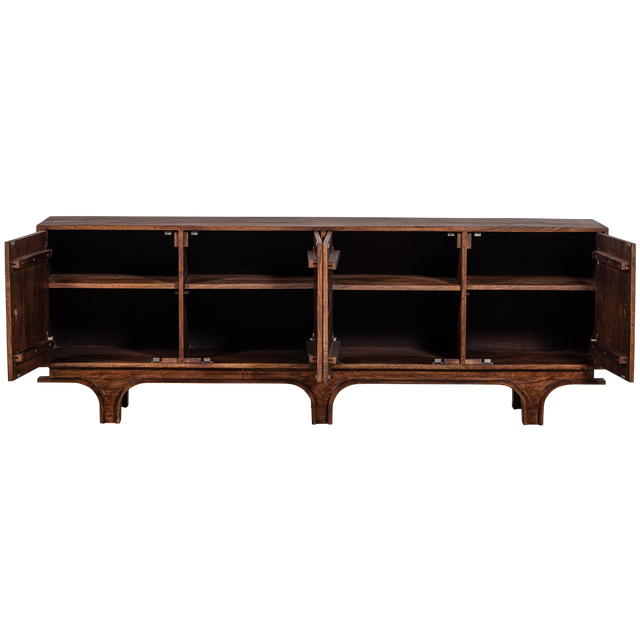 Staes Dressoir 4 Deurs Mango Hout Walnoot van WOOOD – Luxe comfort op maat van PureWonen. Vraag naar de beste prijs.