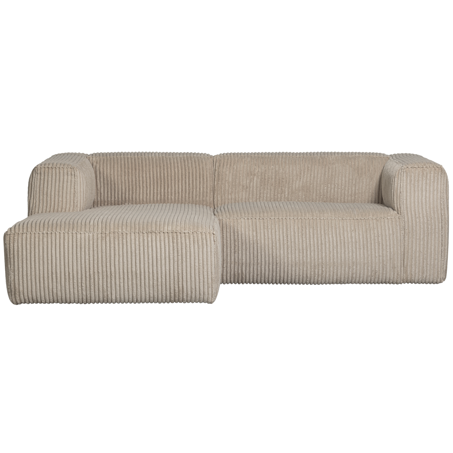 Bean Chaise Longue Links Grove Ribstof Travertin van WOOOD – Luxe comfort op maat van PureWonen. Vraag naar de beste prijs.