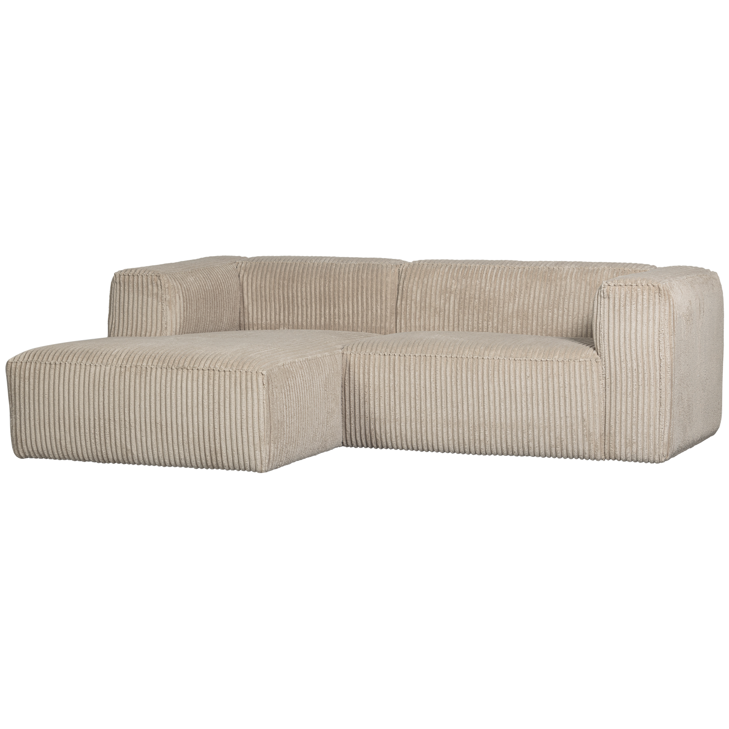 Bean Chaise Longue Links Grove Ribstof Travertin van WOOOD – Luxe comfort op maat van PureWonen. Vraag naar de beste prijs.