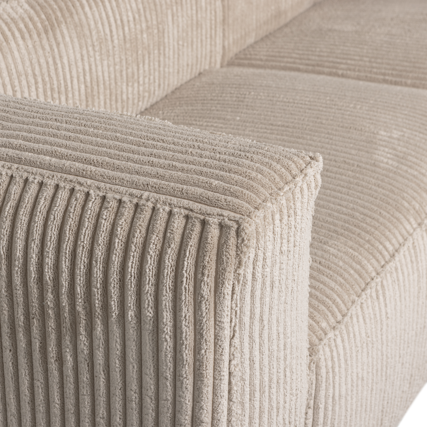 Bean Chaise Longue Rechts Grove Ribstof Travertin van WOOOD – Luxe comfort op maat van PureWonen. Vraag naar de beste prijs.